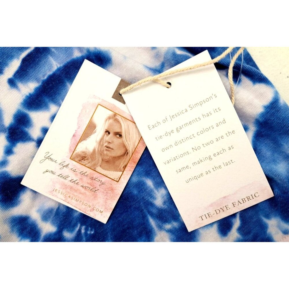 Jessica Simpson Active XS Blue Tie-Dye Cropped Tank Top Sleeveless Muscle Tee - Picture 3 of 6